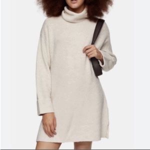 NWT Topshop Turtleneck Sweater Dress Ivory Size: 12